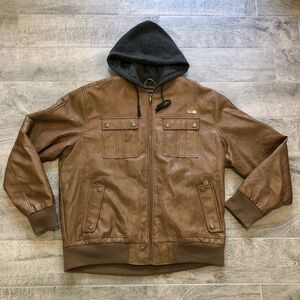 Vintage 90s Rocawear Classic Jay-Z Authentic Leather Hooded Jacket Mens Size 2XL